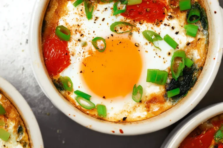 Mediterranean Baked Feta Eggs in a Baking Dish
