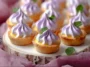 Mini Lemon Tart with Lilac Meringue on Elegant Serving Plate