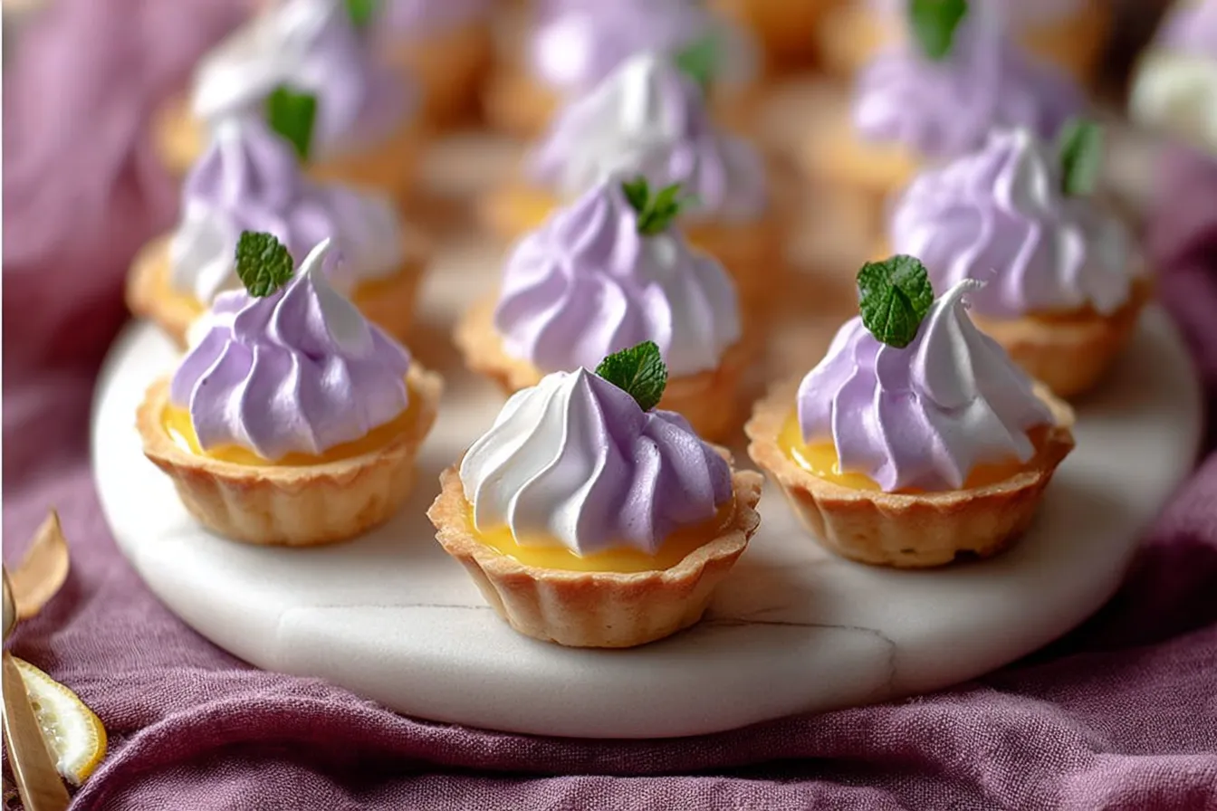 Mini Lemon Tart with Lilac Meringue
