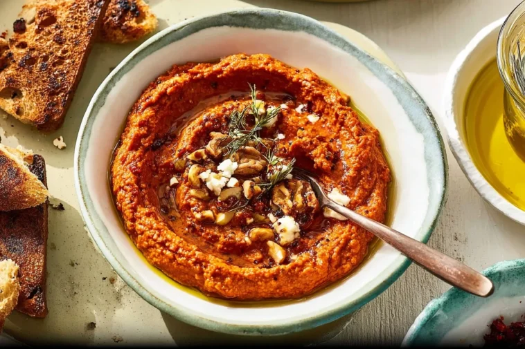 Delicious Muhammara Dip with Fresh Veggies
