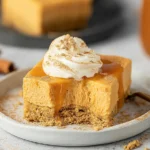 No Bake Pumpkin Cheesecake Bars on a Serving Plate