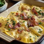 Olive Garden-Inspired Ravioli Carbonara Served in a Bowl
