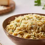 Delicious Parmesan Garlic Orzo in a Bowl