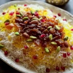 Vibrant Persian Jeweled Rice in a Serving Dish