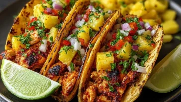 Pineapple Chicken Tacos Ready to Serve
