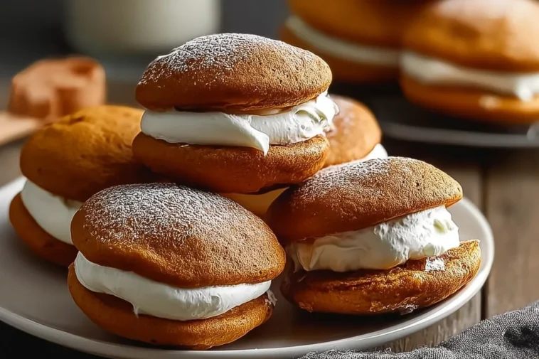 Delicious Pumpkin Cream Whoopie Pies on a Plate