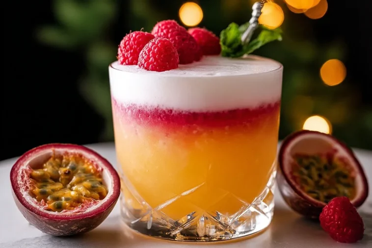 Raspberry Passionfruit Tequila Sour Cocktail