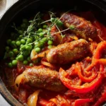 Sausage and Red Pepper Hotpot Ready for Serving