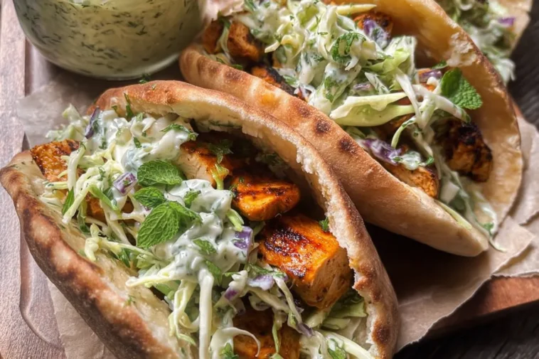 Sheet Pan Chicken Pitas with Herby Ranch Slaw - Ready to Serve