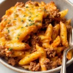 Delicious Simple Ground Beef Casserole in a Baking Dish
