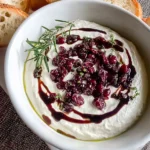 Delicious Simple Whipped Ricotta Dip with Balsamic and Cranberries