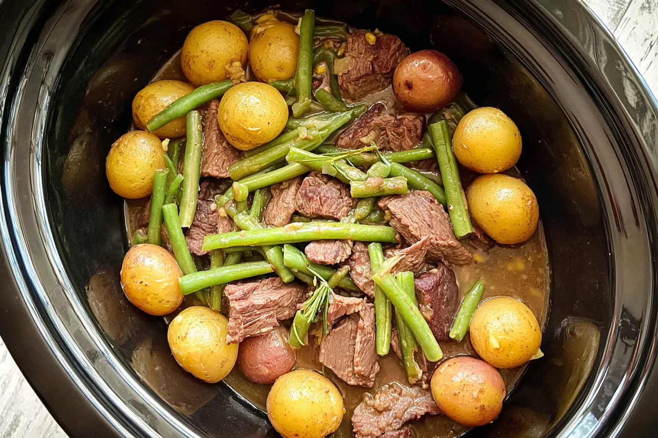 Slow Cooker Garlic Butter Beef with Potatoes – Deliciously Easy 3 Slow Cooker Garlic Butter Beef with Potatoes – Recipe Image