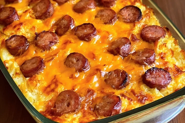 Delicious Smoked Sausage and Cheesy Potato Casserole