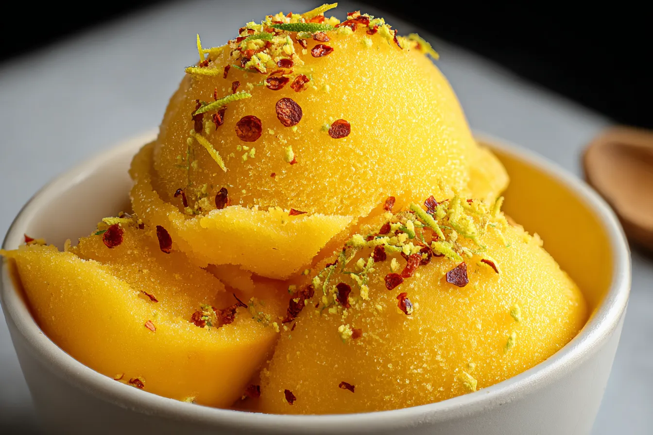 Spicy Mango Sorbet with Chili Lime Zest Recipe – Delightful Treat! 4 Spicy Mango Sorbet with Chili Lime Zest Recipe