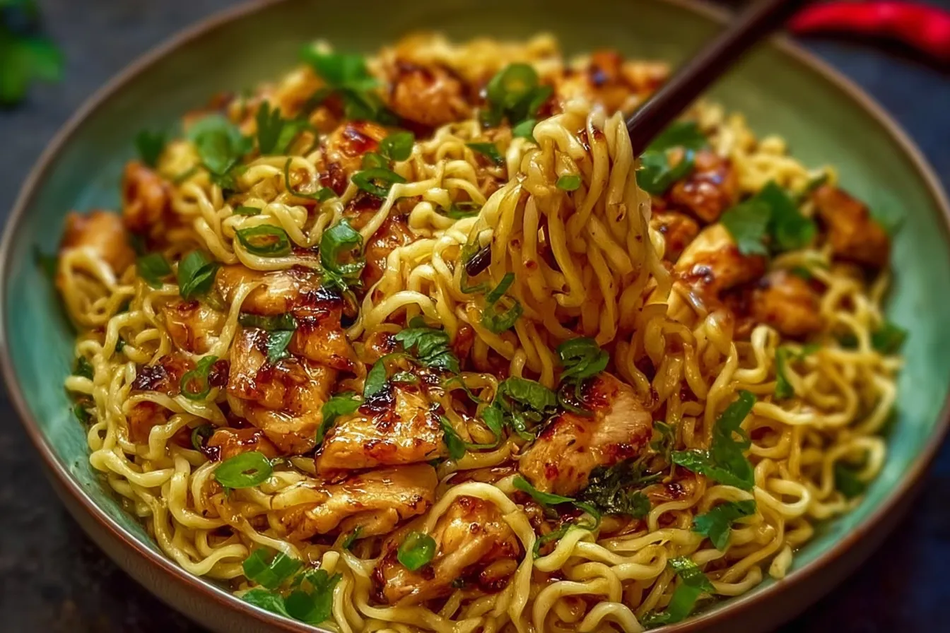 Sticky Garlic Chicken Noodles | Easy Weeknight Dinner Delight 3 Sticky Garlic Chicken Noodles Plated