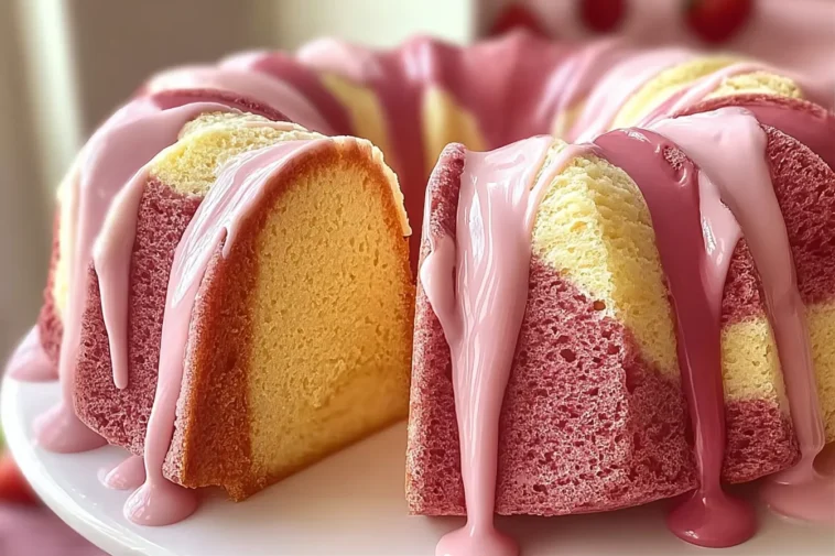 Delicious Strawberry Milkshake Pound Cake Slice