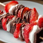 Sweet Strawberry Brownie Kabobs Ready for Your Party