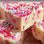 Valentine’s Day Sugar Cookie Fudge on a Heart Plate