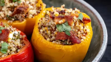 Colorful Vegan Stuffed Peppers Ready to Serve
