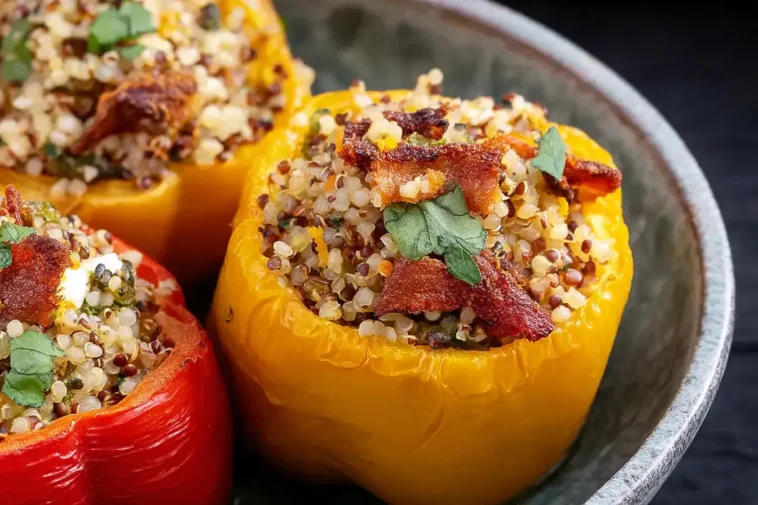 Colorful Vegan Stuffed Peppers Ready to Serve
