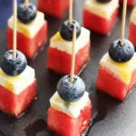 Colorful Watermelon, Cheese, and Blueberry Skewers