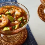 Authentic Mexican Shrimp Cocktail (Coctel de Camarones estilo Mexicano) in a Serving Glass
