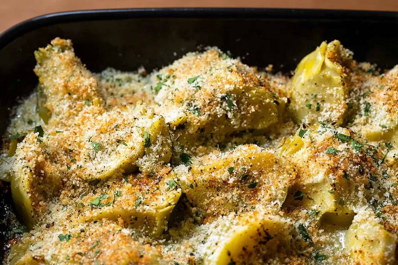 Baked Artichoke Hearts with Seasoned Breadcrumbs