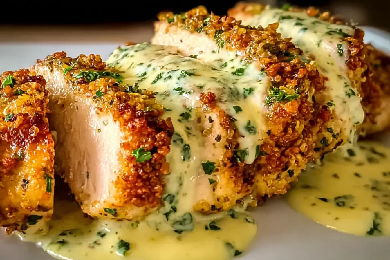 Baked Caesar Chicken with Creamy Parmesan Sauce