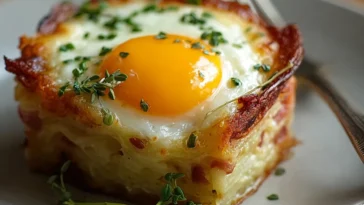 Delicious Baked Eggs Napoleon on a Plate