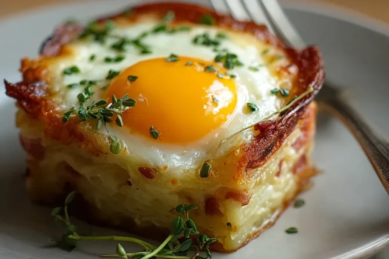 Delicious Baked Eggs Napoleon on a Plate