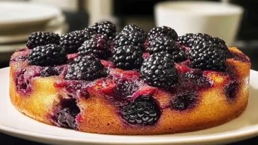 Blackberry Upside-Down Cake Freshly Baked