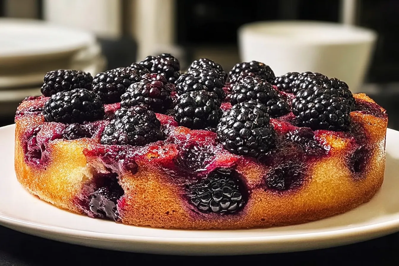 Blackberry Upside-Down Cake Freshly Baked