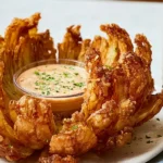 Delicious Blooming Onion Served with Dipping Sauce