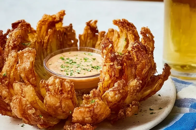 Delicious Blooming Onion Served with Dipping Sauce