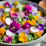 Bright and Beautiful Pansy Salad with Fresh Ingredients