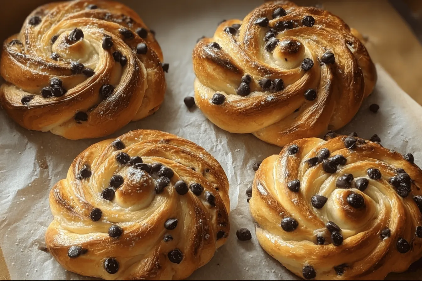 Brioches Roulées Crème Vanille & Pépites de Chocolat Delight 3 Delicious Brioches Roulées Crème Vanille & Pépites de Chocolat