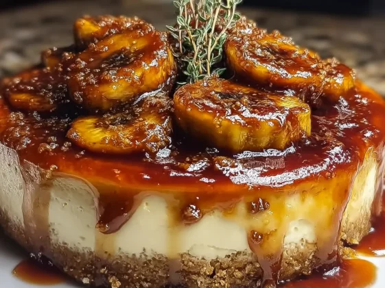 Caramelized Banana Cheesecake with Rum Glaze
