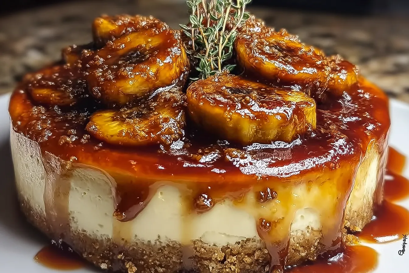 Caramelized Banana Cheesecake Rum Glaze: A Sweet Delight 3 Caramelized Banana Cheesecake with Rum Glaze