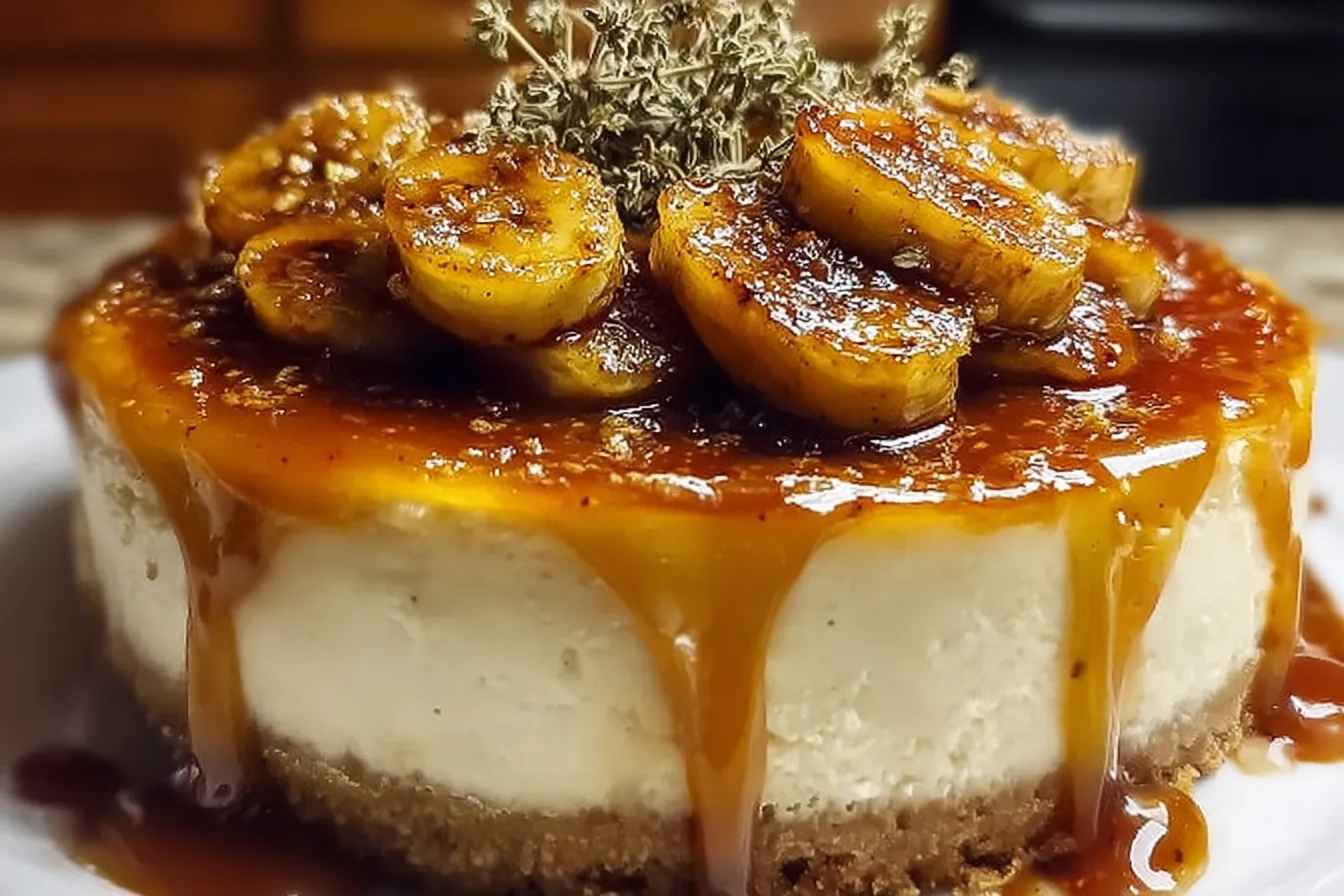 Caramelized Banana Cheesecake Rum Glaze