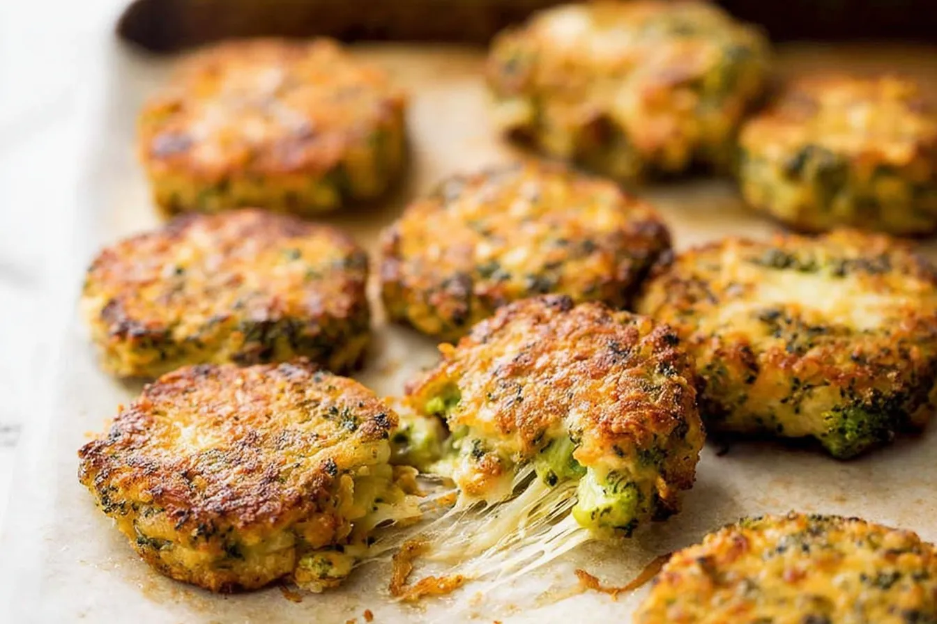 cheesy chicken patties with broccoli 2