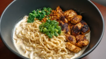 Delicious Chicken Ramen with Creamy Garlic Sauce