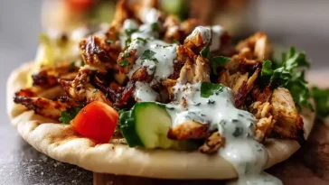 Delicious Chicken Shawarma with Garlic Sauce on a Plate