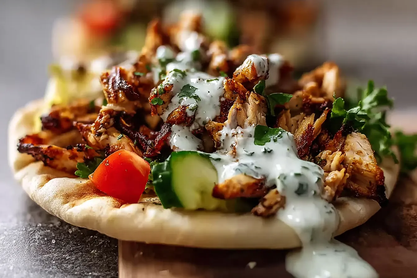 Delicious Chicken Shawarma with Garlic Sauce on a Plate