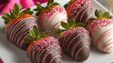 Delicious Chocolate Covered Strawberries Plated