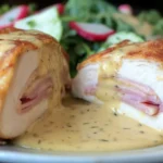 Classic Chicken Cordon Bleu Served with Sauce