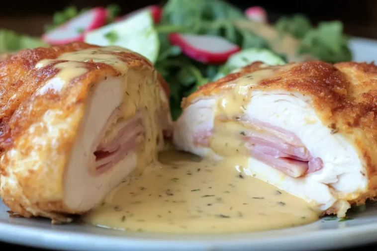Classic Chicken Cordon Bleu Served with Sauce
