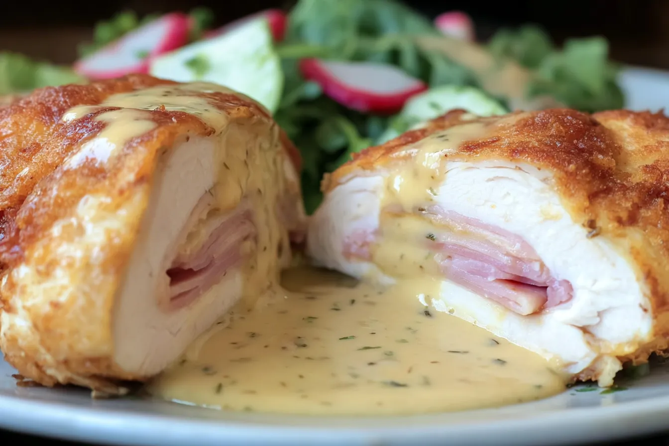 Classic Chicken Cordon Bleu: A Delightful Recipe 3 Classic Chicken Cordon Bleu Served with Sauce