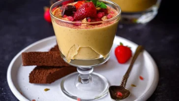 Classic Italian cream custard (Zabaglione) in a beautiful bowl