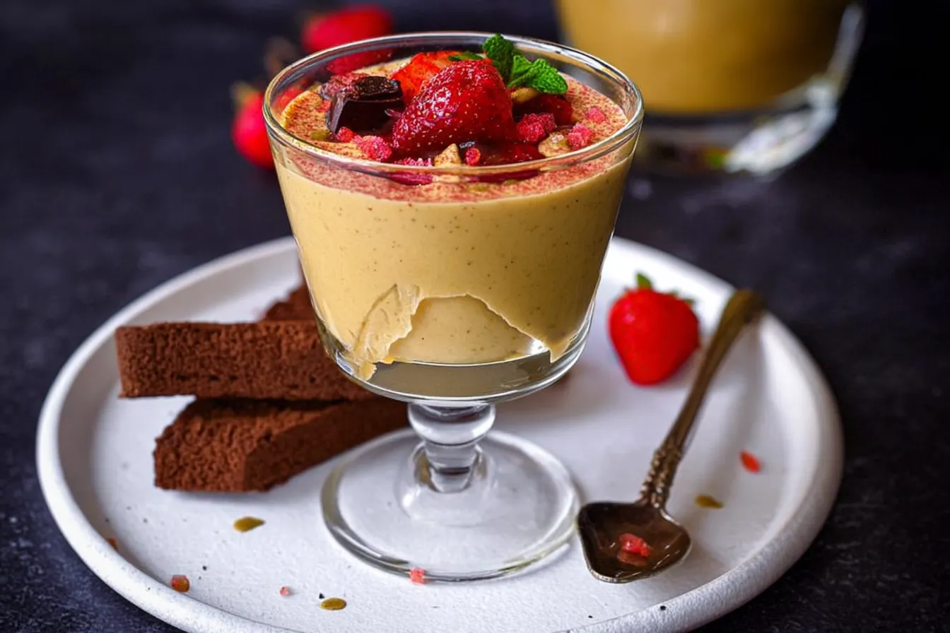 Classic Italian cream custard (Zabaglione) in a beautiful bowl
