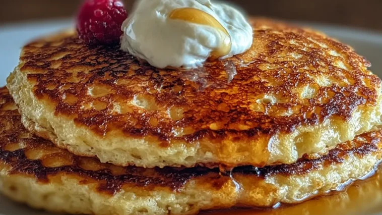 Fluffy Cottage Cheese Pancakes on a Plate